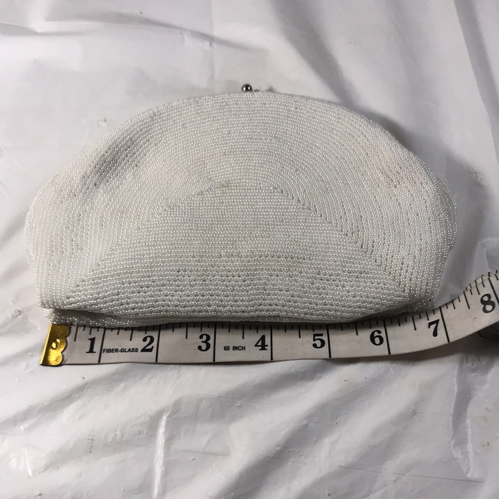 Vintage 1950’s Walborg White Micro Beaded Handbag Wedding Clutch Prom Purse - Picture 7 of 8